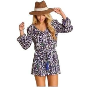 Umgee Paisley Print Long Sleeve Romper Size M Medium Multicolor